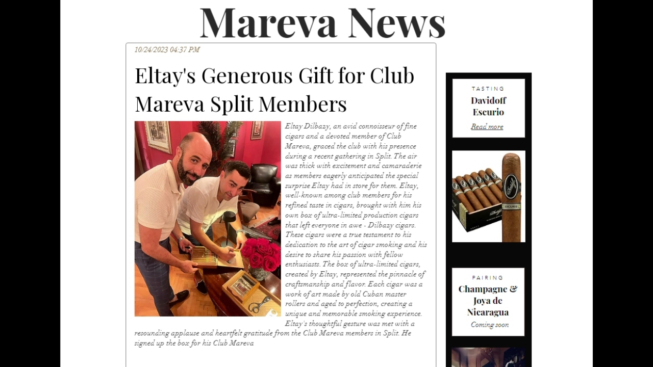 Mareva News - Eltay's Generous Gift for Club Mareva Split Members